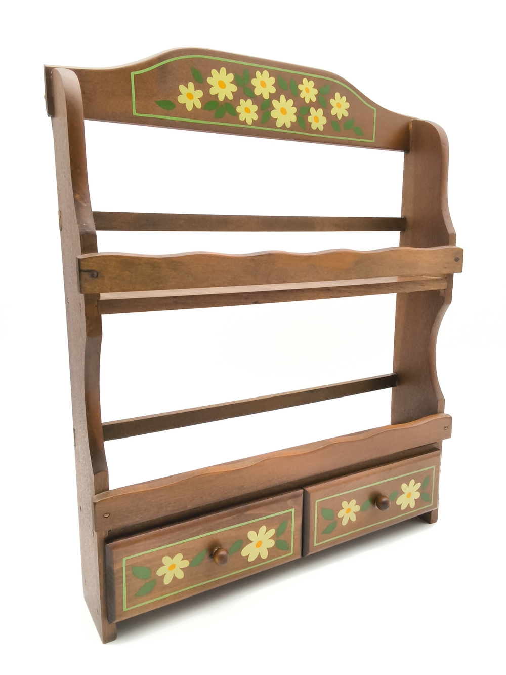 Vintage Imperial International Wood Wall Collectible Shelf/Spice Rack, 2 Drawers